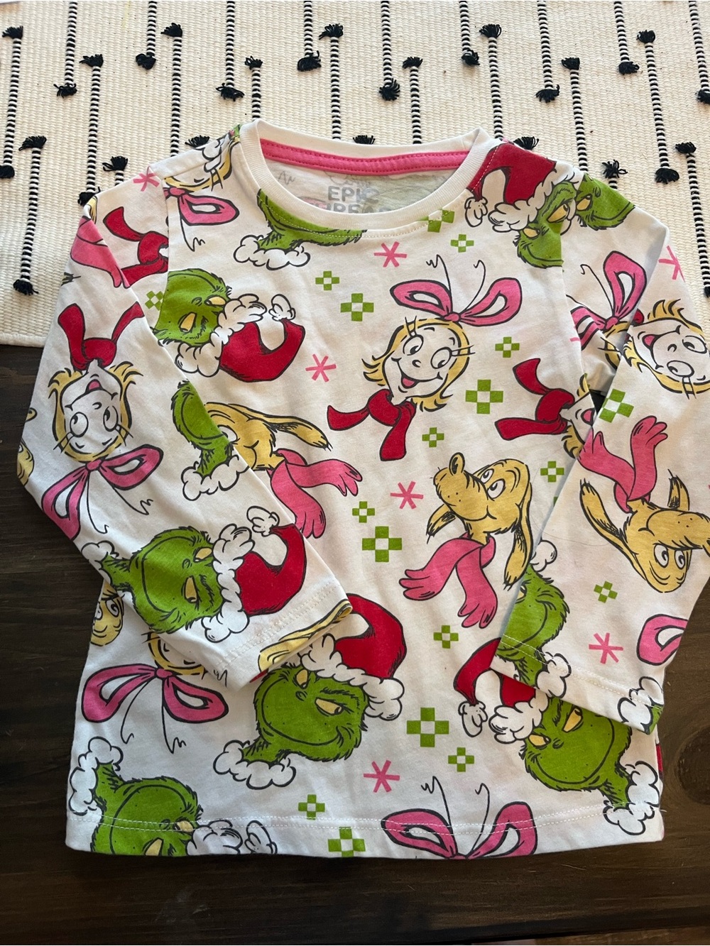 The Grinch Top- White, Green & Pink